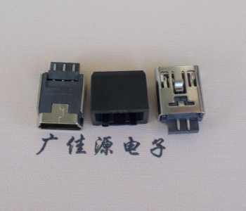 湖南MINI USB 5Pin接口 带护套焊线母座 B型180度铜壳