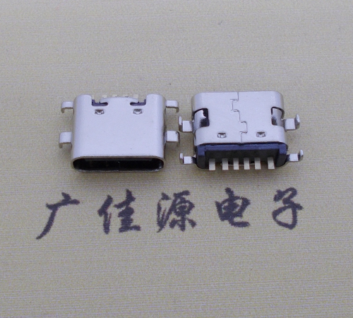 湖南简易充电type c6P母座沉板1.6mm接口